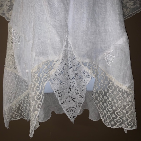 Marilu Moda Positano made in Italy white dresses top size small S lace linen - Picture 2 of 5